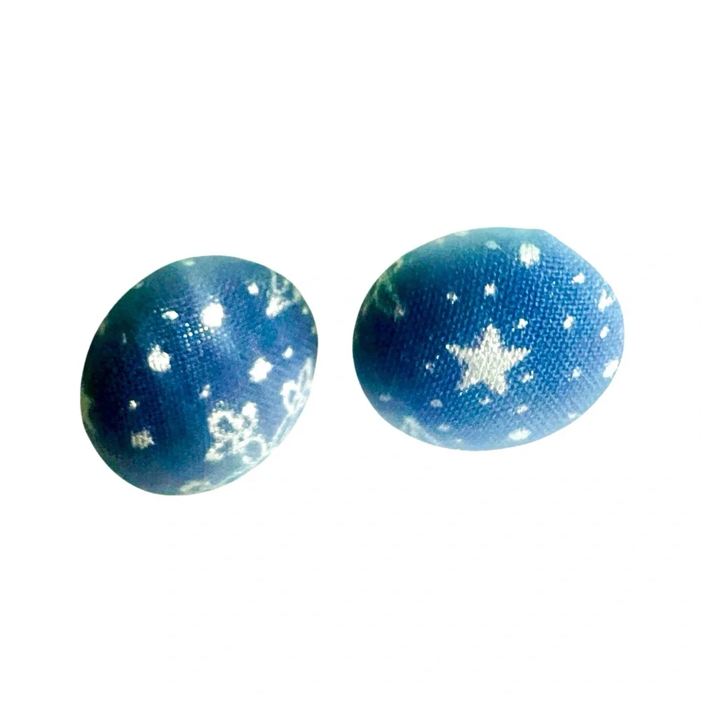 Blue Star Moon Earrings Handcrafted Jewelry Lightweight - Picture 1 of 7